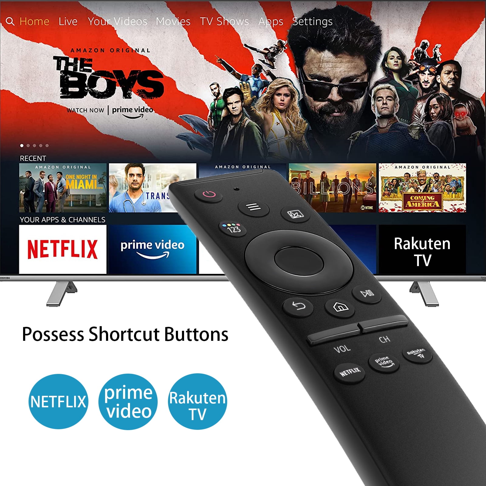 Universal Remote Control Compatible for All Samsung Smart-TV LCD LED UHD QLED 4K HDR TV Remote, with Netflix, Prime Video Buttons
