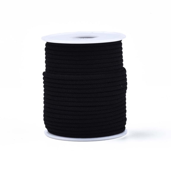 1roll Polyester Cords Black 3mm about 21.87 yards(20m)/roll