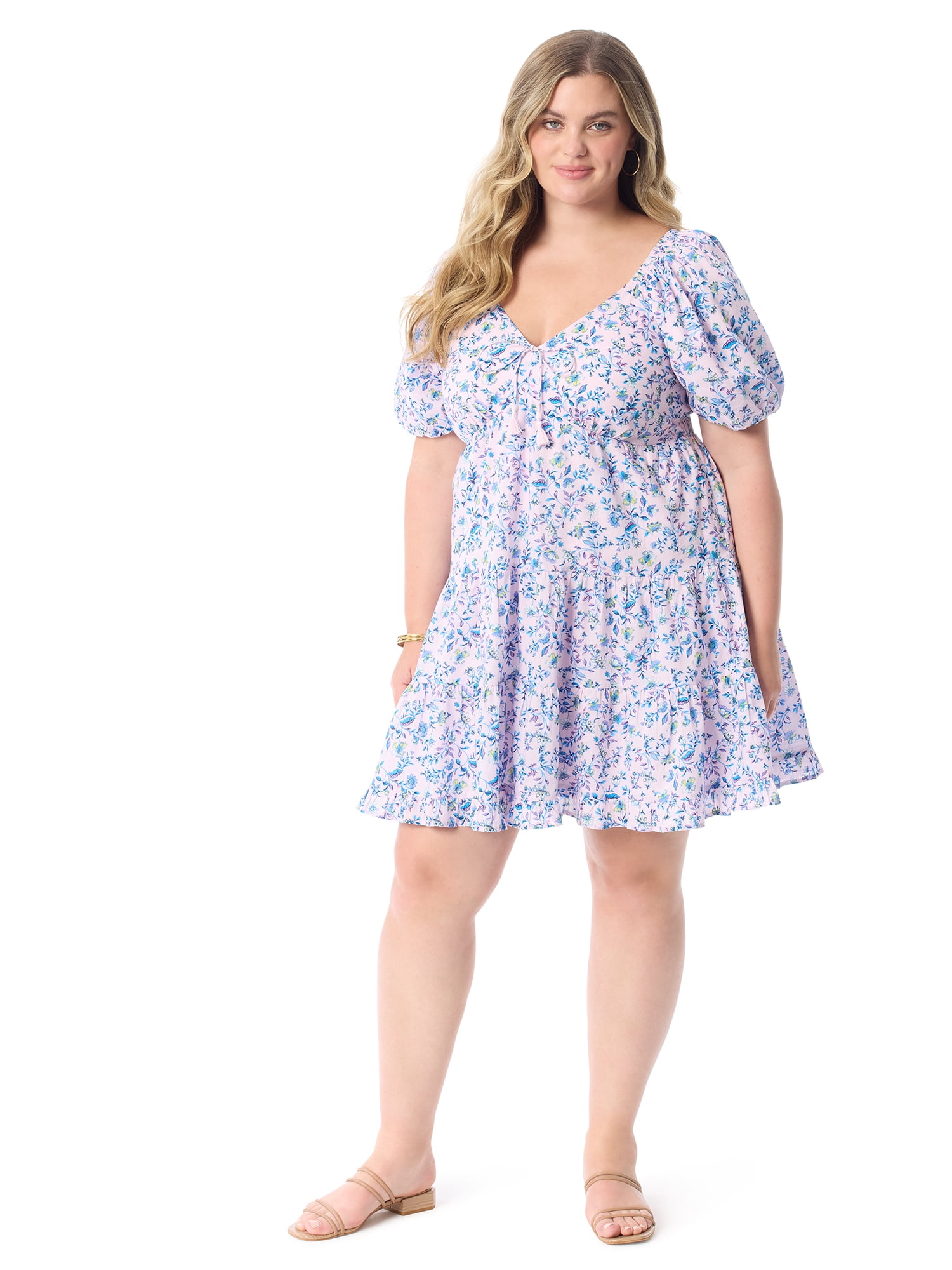 Jessica Simpson Women's Plus Size Adalle Tiered Cotton Mini Dress, Sizes 0X-5X