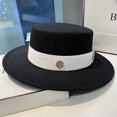 thumbnail image 1 of Sombreros de Fedora para mujer, sombrero de banda de cinta de boda, sombrero de Jazz de fieltro para hombres, gorra de vestir de Bowler elegante, moda superior plana, Iglesia de Panamá, 1 of 4