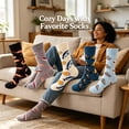 thumbnail image 3 of TELOLY 5Pairs Boot Socks for Women,Mid-Calf Length Womens Crew Socks,Womens Long Socks, 3 of 7