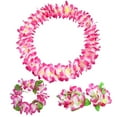 thumbnail image 2 of Pink Season 4Pcs/Set Thickening Vibrant Color 80Pcs Flower Hawaiian Garland Hawaiian Flowers Necklace Headband Bracelets Lei Party Supplies, 2 of 8