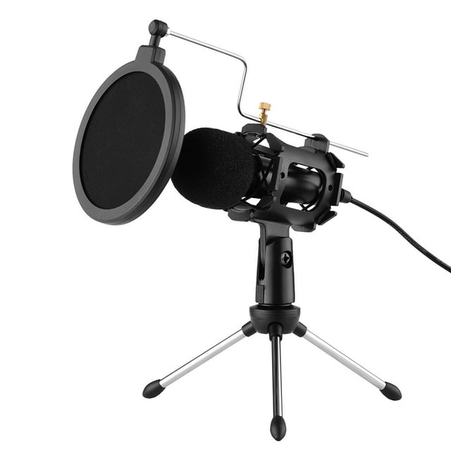 Video Microphone Kit with Mini Microphone Tripod Shock Mount Pop Filter Windshield Adapter Cable 3.5mm