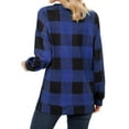 thumbnail image 5 of Women Long Sleeve Plaid Printed Split Hem Top, 5 of 5