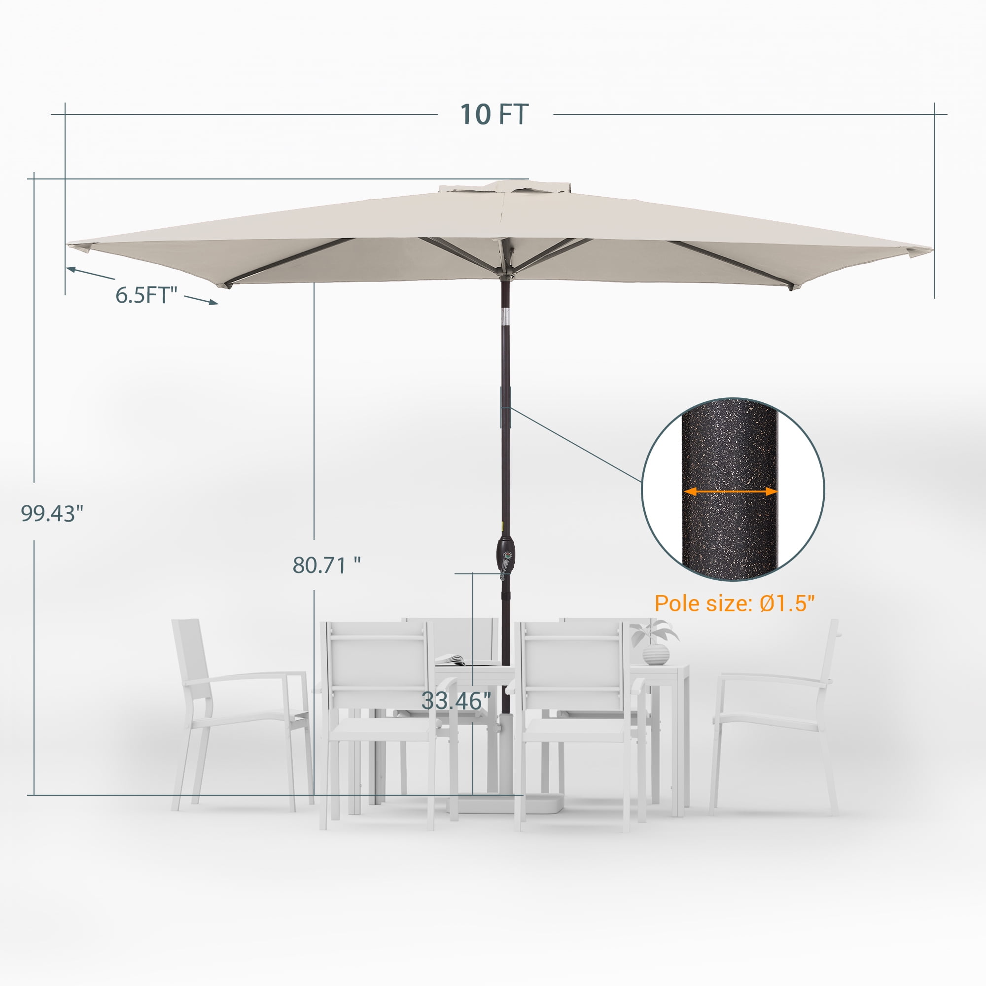 ACEGOSES 10 x 6.5ft Outdoor Patio Table Umbrella with Non-Fading canopy for Garden and Yard,Oyster white