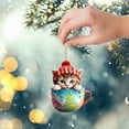 thumbnail image 4 of Cute Cup Cat with Scarf Decorative Hanging Acrylic for Christmas Indoor, 4 of 7