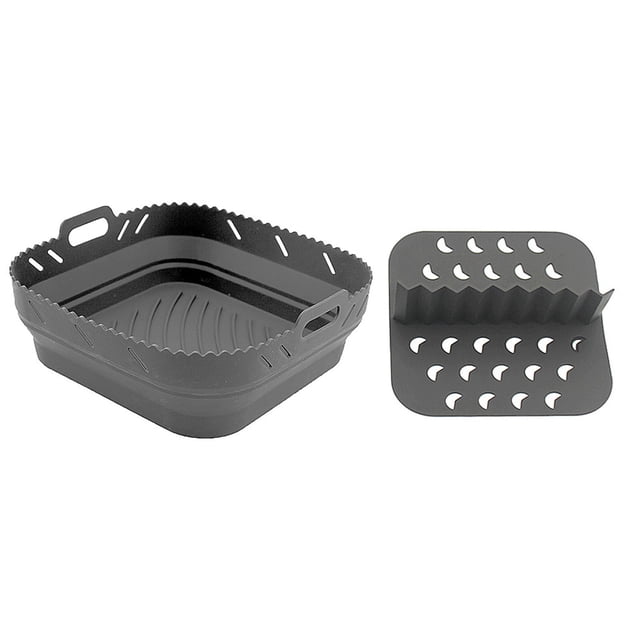 CSChome Silicone Fryer Basket Square Fryer Basket with Handle: Even Heat Distribution, Reusable Silicone Pan Divider Pad