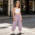 thumbnail image 5 of Ruyang 3T-15Years Girls Lightweight Baggy Joggers Elastic Waist Wide Leg Pants Kids Teen Hip Hop Dance Casual Sports Trousers, 5 of 7