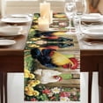 thumbnail image 3 of Retro Rooster 120 Inch Table Runner, Farmhouse Animals Watercolor Floral Farmhouse Dresser Scarf Cotton & Linen Tablerunner for Dining/Kitchen Island/Holiday Party Décor 13" x 120", 3 of 9