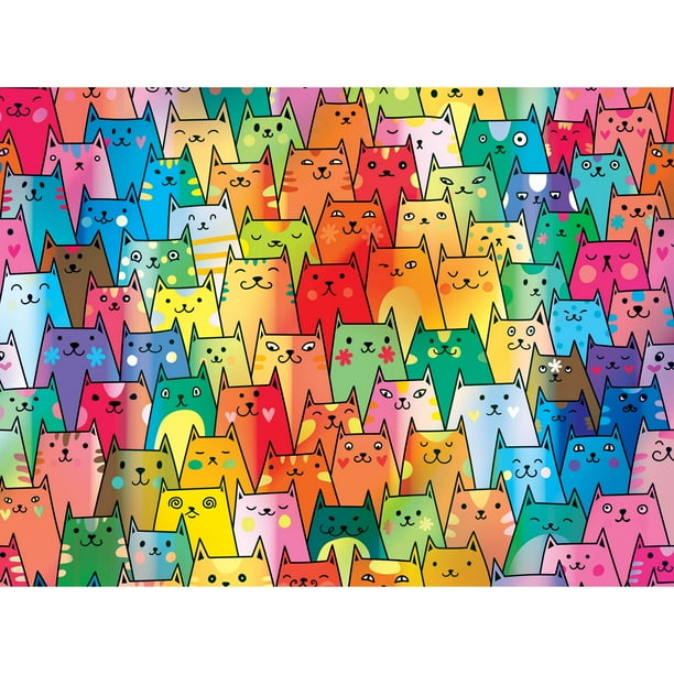 Roseart - Rose - Lindos gatos coloridos - Rompecabezas de 1000 piezas para adultos