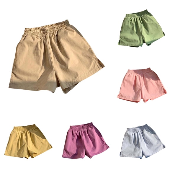Yuhangmm Pants for Girls, Child Toddler Boys Girls Elastico Shorts Casual Summer Holiday Solid Shorts Toddler Girl Shorties Khaki 12-18 Months