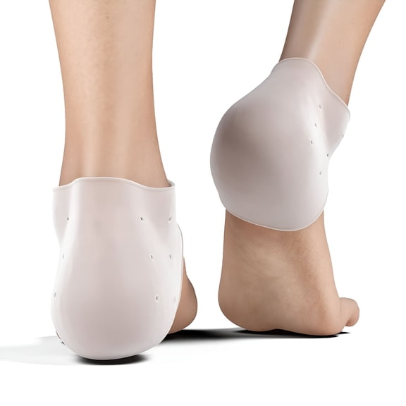 XIRQI Silicone Heel Protector, Strong and Breathable Heel Protectors, Heel Cups for Heel Pain Relief, Plantar Fasciitis Support, Blister, Spur Relief