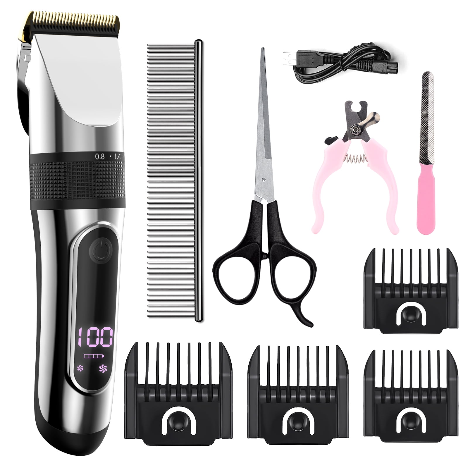 iFCOW Dog Hair Clipper Low Noise Cat Dog Hair Trimmer Shaver Grooming Tool Pet Clipper Kit 