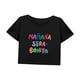thumbnail image 3 of Camiseta Recortada con Cuello Redondo para Mujer, para Caminar, Ir de Compras, Viajes de Vacaciones SG, 3 of 7
