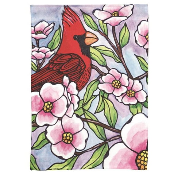 Magnolia Gardens M080098 13 x 18 in. Print Cardinal Dogwood Blooms Print Garden Flag