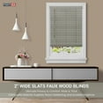 thumbnail image 3 of PowerSellerUSA Cordless Window Blinds, Privacy & Room Darkening 2" Slats Faux Wood Mini Blind, Anti-UV Window Treatment, Gray Plantation Blind, 30" Width x 64" Length, (Fits windows 23" - 74"), 3 of 9