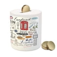 thumbnail image 3 of Hipster Piggy Bank, I Love London Double Decker Bus Telephone Booth Cab Crown of United Kingdom Big Ben, Ceramic Coin Bank Money Box for Cash Saving, 3.6" X 3.2", Red Blue, by Ambesonne, 3 of 4