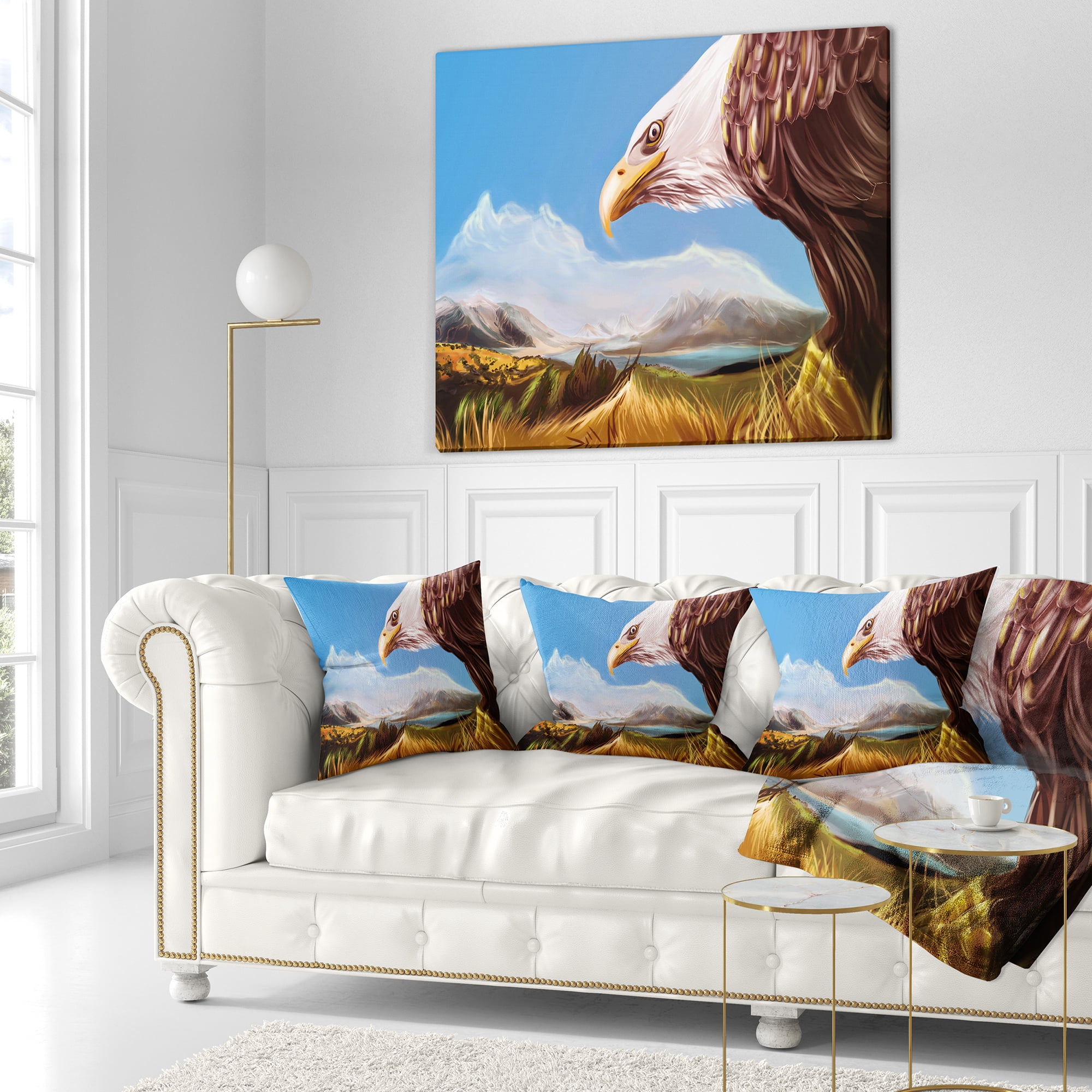 Designart Eagle Flying in Sky - Animal Throw Pillow - 18x18