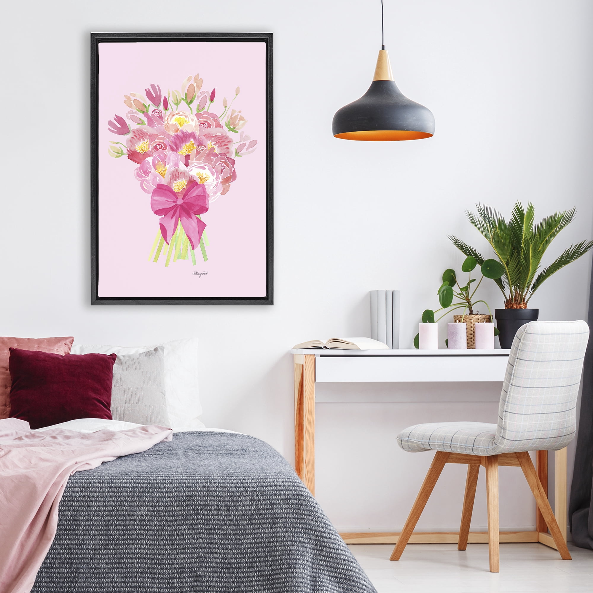 Stupell Industries Romantic Blushing Peonies Black Framed Floater Canvas Wall Art, design by Hillary Holt