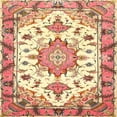 thumbnail image 1 of Ahgly Company Indoor Square Traditional Brown Gold Medallion Area Rugs, 4' Square, 1 of 6