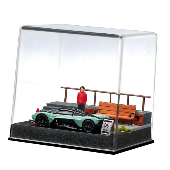 1/64 Scale Car Model Display Case with Dustproof Cover for Diecast Cars Action Figures Home Office Decoration