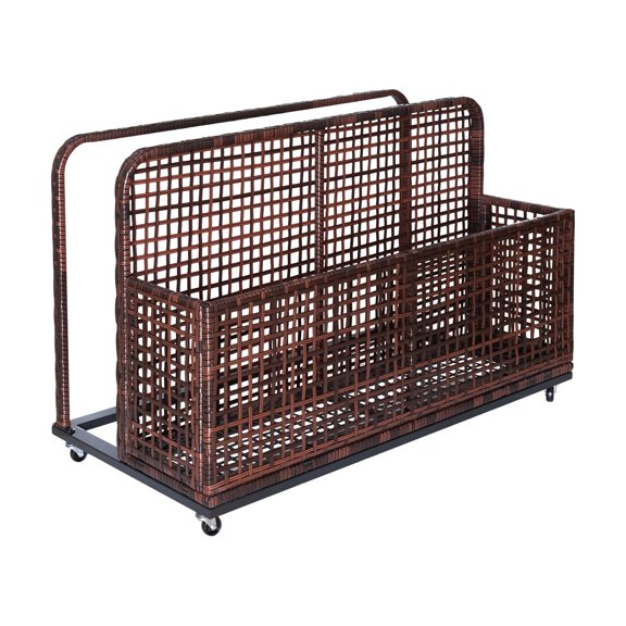 Poolside Float Storage, Outdoor Storage, Patio Poolside Float Storage Basket, Storage Box, PE Rattan Outdoor Pool Caddy with Rolling Wheels for Floaties, Patio, Pool, Beach-Sturdy & Movable