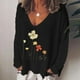 thumbnail image 2 of Camiseta de manga larga suelta con cuello en V estampada informal a la moda de Wonmen Fridja  hj4519, 2 of 4