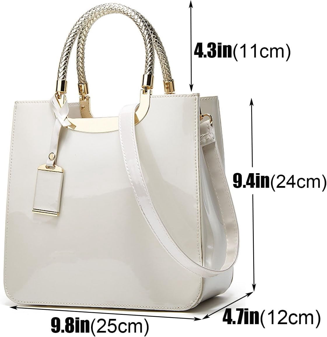 ShengRui Glossy Patent Leather Women Handbag Shiny Shoulder Bag Evening Purse Style Top-Handle Bag Crossbody Satchel Party