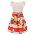 thumbnail image 3 of Little Girls Off Shoulder Floral Lace Stripe Holiday Party Flower Girl Dress Coral 4 (J21KS29), 3 of 4