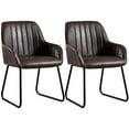 thumbnail image 3 of Vanity Art UC-15BLK 20.47 x 20 x 32.67 in. Mid Century Modern Counter Bar Chairs Synthetic Leather Upholstered Dining Chairs Arms Accent Chairs, Black - 2 Piece, 3 of 6