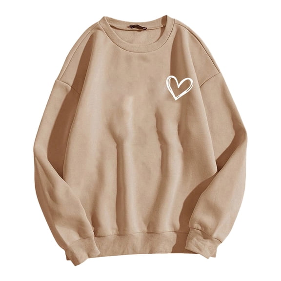 Vedolay Women Tops Hoodies for Women Sweatshirts Hoodies Crewneck Oversized Pullover Casual Comfy Fall Fashion Clothes,Khaki XXL