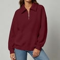 thumbnail image 4 of Perfectbot Women's Quarter Zip Collared Sweatshirt Long Sleeve Casual Loose Fit Fall Fashion Top, 4 of 6