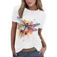 thumbnail image 1 of WEAIXIMIUNG T-Shirt Femme Été Décontracté Mode Col Rond Manches Courtes Imprimé Fleuri pour la Saint-Valentin, 1 of 4