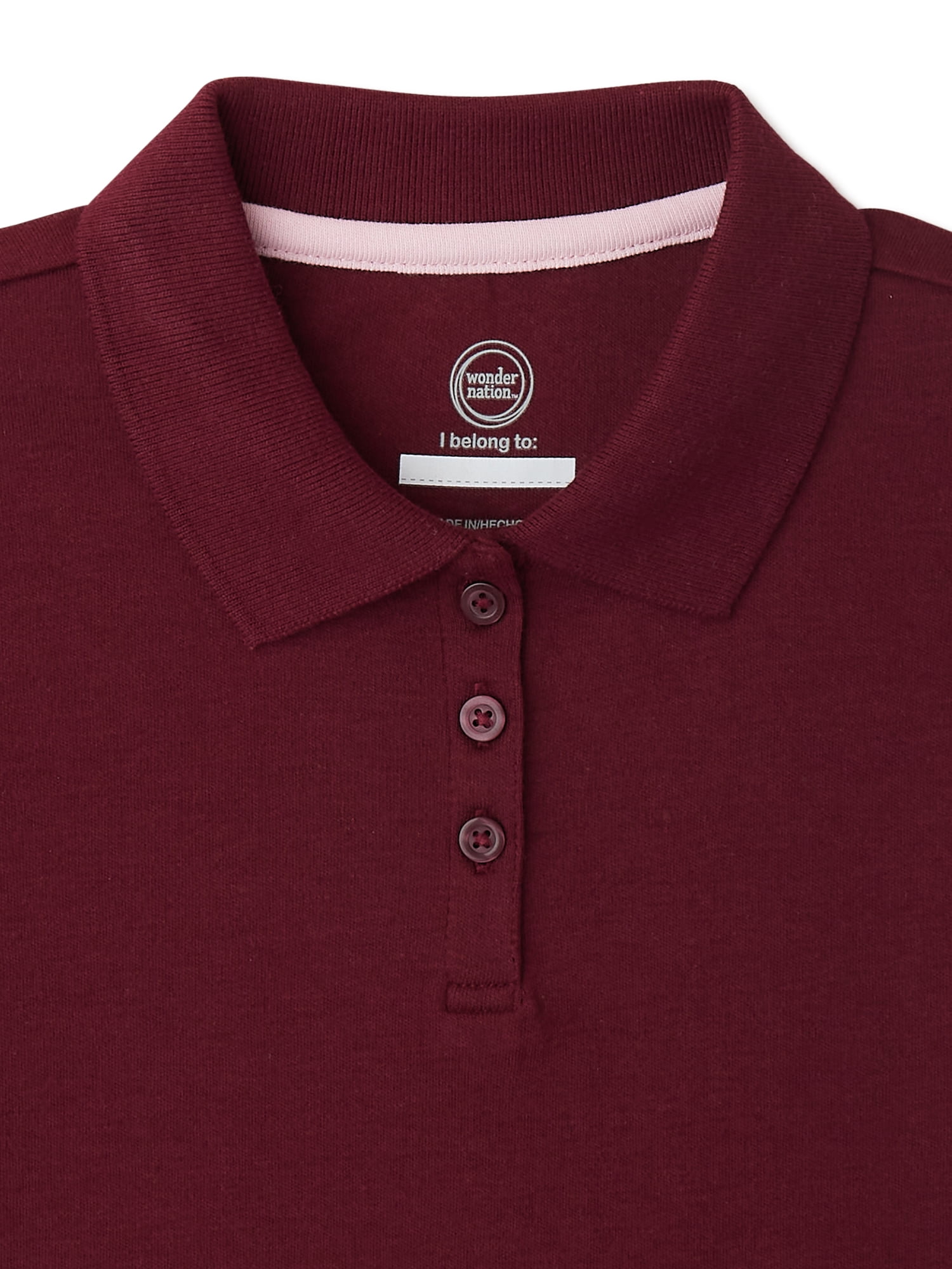 Wonder Nation Girls School Uniform Interlock Short Sleeve Polo Shirt, 2-Pack, Sizes 4-18 & 10-16 Plus