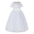 thumbnail image 2 of Ekidsbridal Girl Pageant Flower Girl Dress - White Lace Short Sleeve with Bow Sash LG2T-A (Size: 2-12), 2 of 3