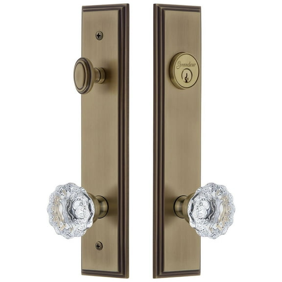 Grandeur Carr Tall Plate Single Cylinder One Piece Knobset with Fontainebleau Knob