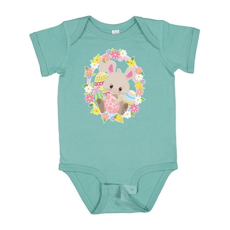 

Inktastic Easter Bunny with Flowers and Easter Eggs Gift Baby Boy or Baby Girl Bodysuit