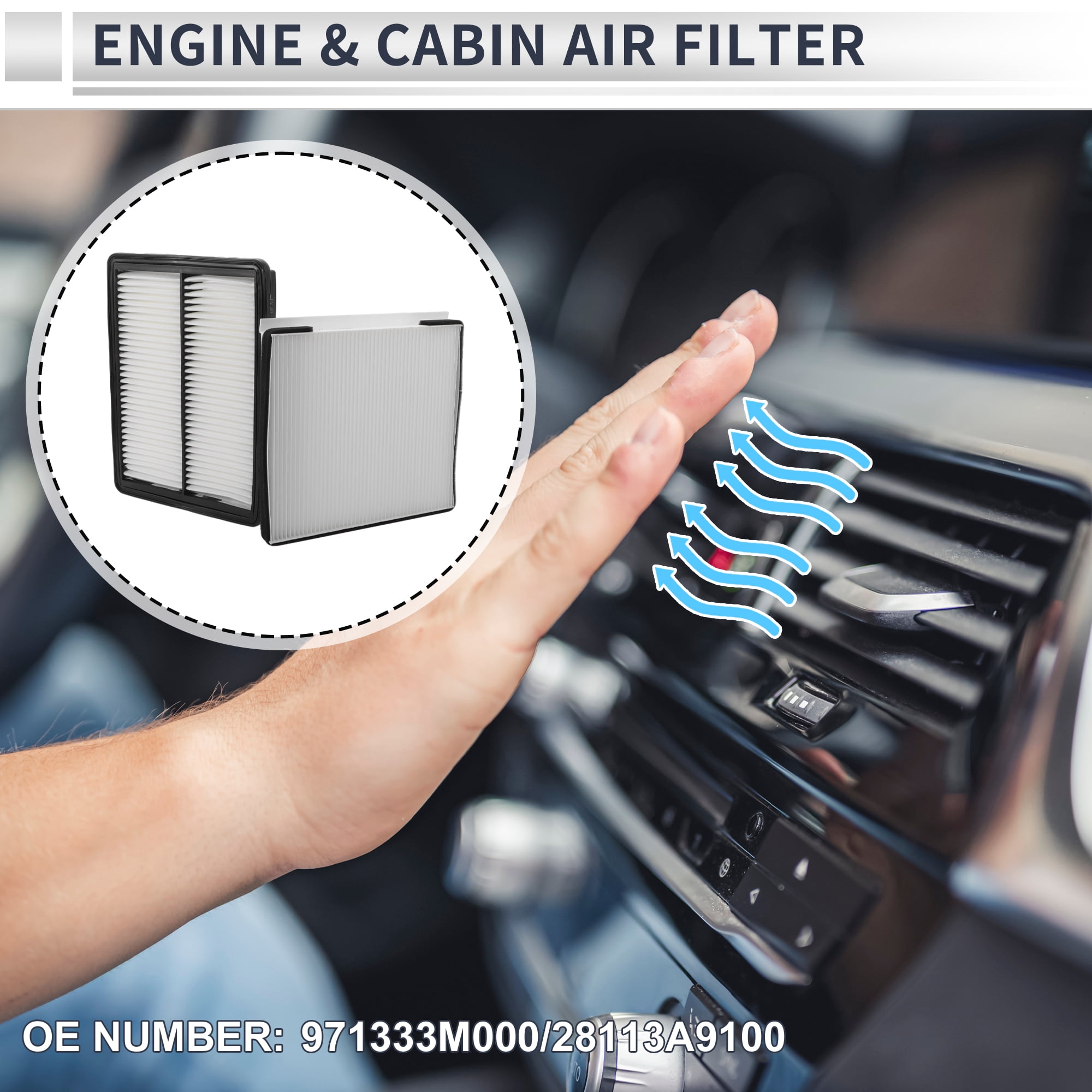 Unique Bargains Engine Cabin Air Filter Combo Set for Kia Sedona 3.3L 2015-2021