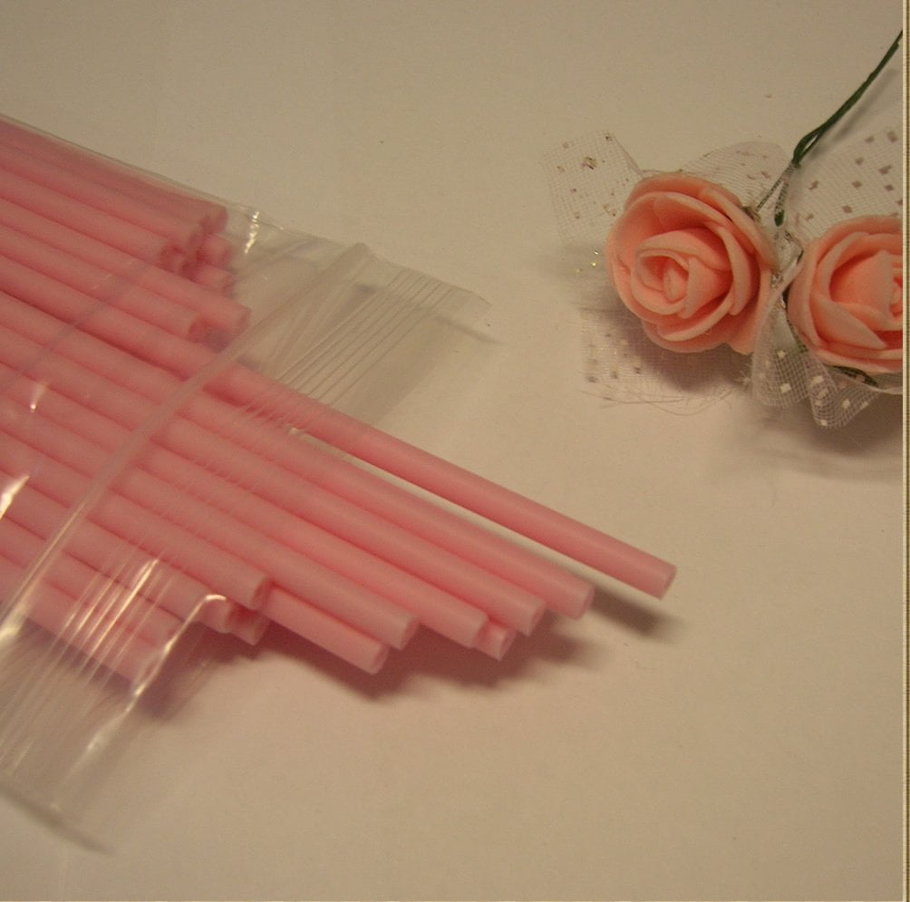 15cm Acrylic Sticks For Cake Pops or Candy Apple-Pink swirl 50pc 6" 