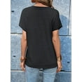 thumbnail image 4 of Womens Short Sleeve Henley Tops V Neck Dressy Casual Loose Fit Shirts Black XXL, 4 of 5
