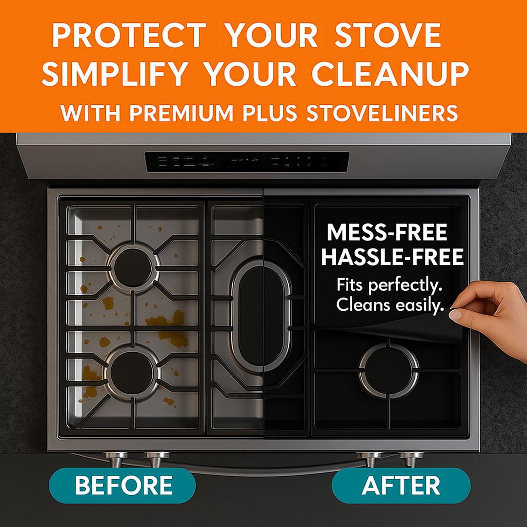 Premium Plus Stove Protectors for Samsung Gas Cooktop Model NSG6DG8500SR, Custom Cut, Easy to Clean Stoveliner, Made in the USA.