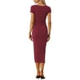 thumbnail image 3 of MODA NOVA Ribbed-Knit Dress Juniors Round Neck Short Sleeves Side Slit Midi Dresses, 3 of 5