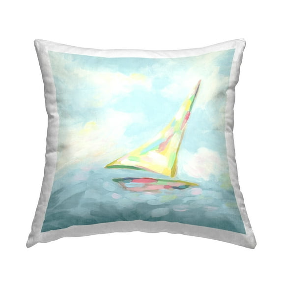 Stupell Industries Flowing Sailboat Abstract Decorative Printed Throw Pillow Design by June Erica Vess