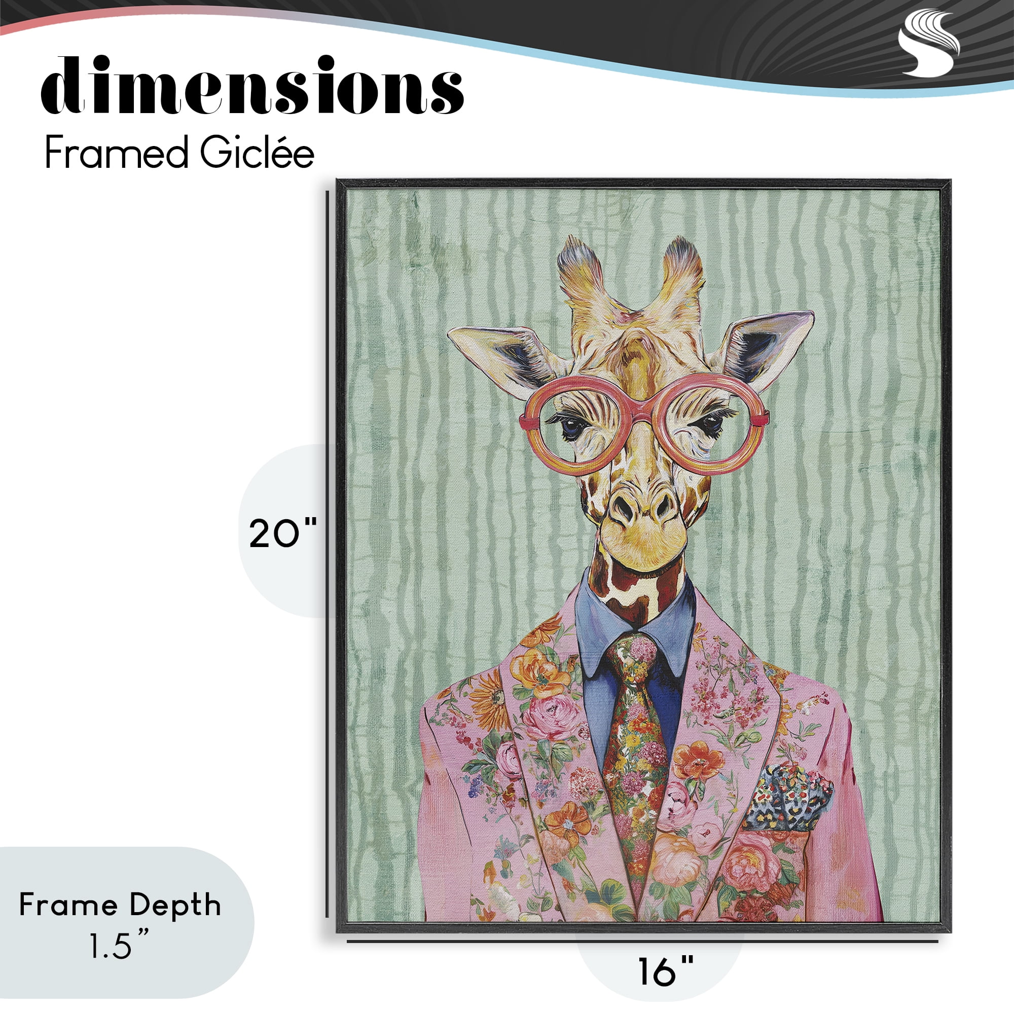Stupell Industries Tall Stylish Giraffe Black Framed Giclee Art, design by Svetlana Aleynikova
