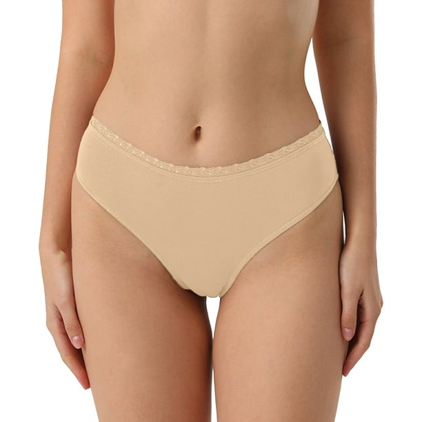 B91xZ Women's Plus Cotton Hipster Panties Plus Size Breathable Cotton-Mesh  Brief Underwear,Beige S