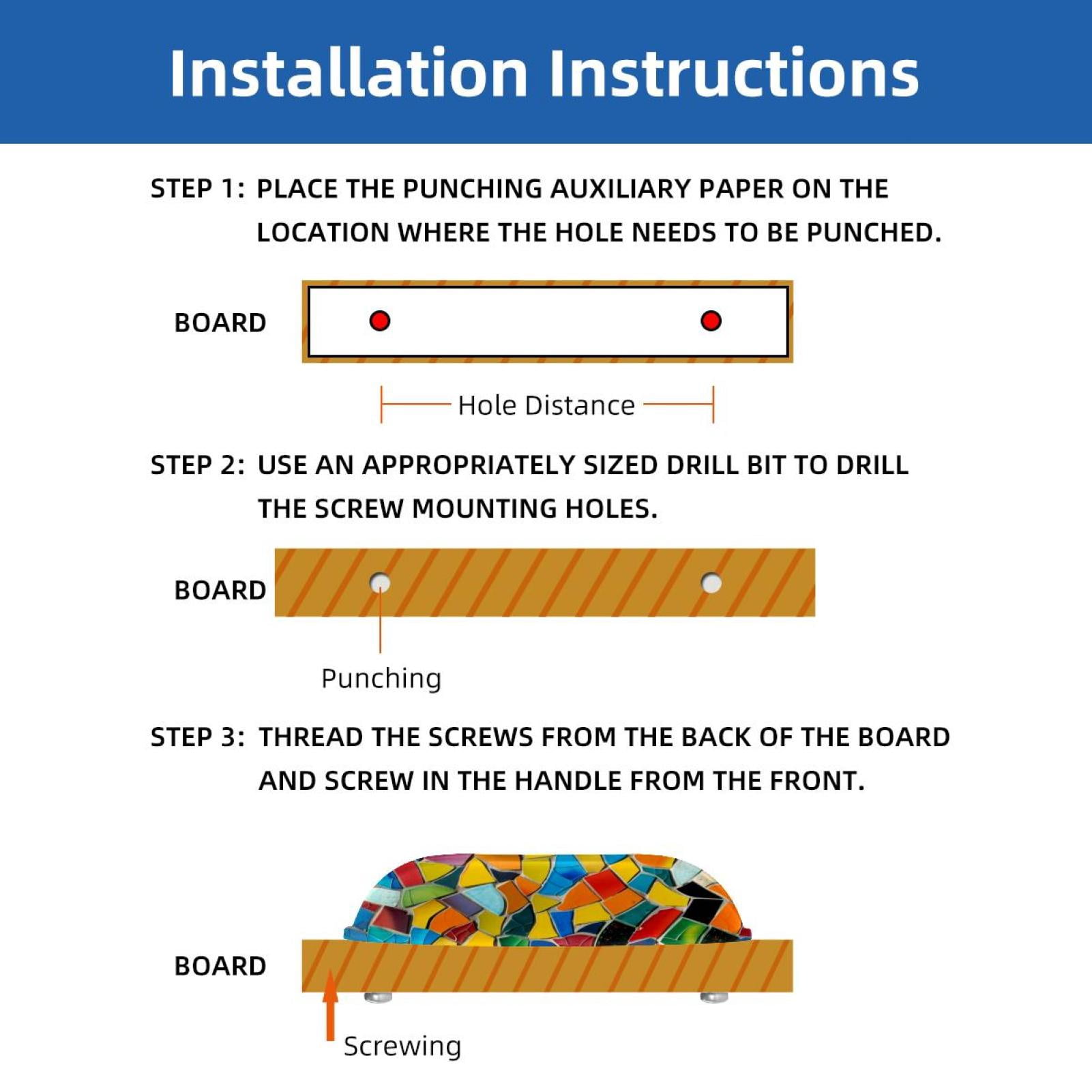 PhooArto 6 Pcs Cup Drawer Pulls, Colorful Mosaic Pattern Shell Shape Handles Cabinet Knobs for Dresser Cupboard Closet Wardrobe with Screws