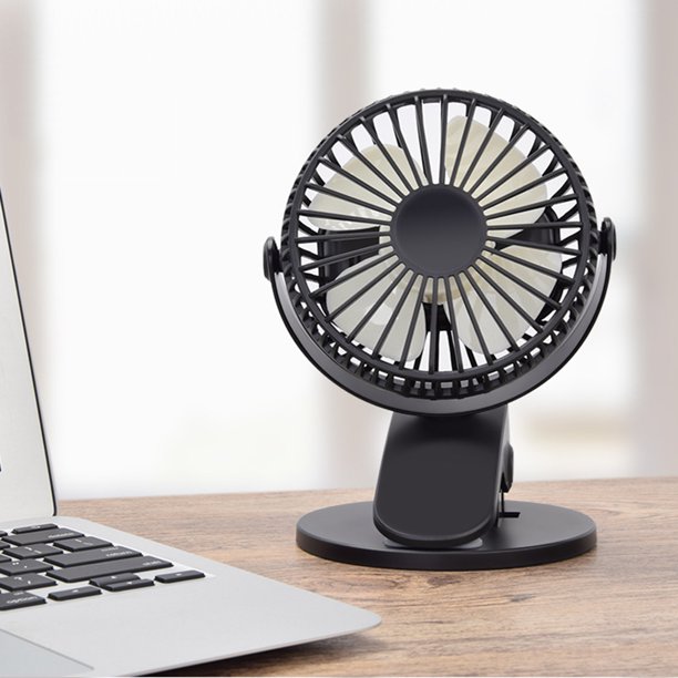 Wosthever Ventilador de mesa, miniventiladores portátiles de bajo ruido, rotación de 360 grados, recargable por USB, refrigeración por aire para Electrodomésticos Negro Wosthever HA3468-01B