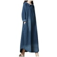 thumbnail image 2 of Up to 35% off Ndbuld Women's Summer Plus Size Dress Women's Loose Fashionable Comfortable Cotton Denim Shirt Skirt,Blue,2XL, 2 of 7