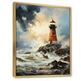 thumbnail image 2 of Designart "Guiding Light Vintage Lighthouses I" Nautical & Beach Floater Framed Wall Art Living Room, 2 of 7