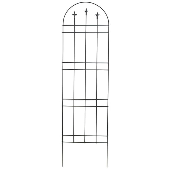Panacea Garden Arch with Finials Style Steel Trellis, Black, 72"